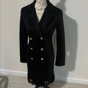 VENUS Black Blazer with Gold Buttons and Fringe